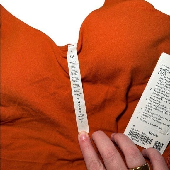 NWT Lululemon Align Tank Top Crop Length Size 8 Solar Orange - Picture 4 of 6